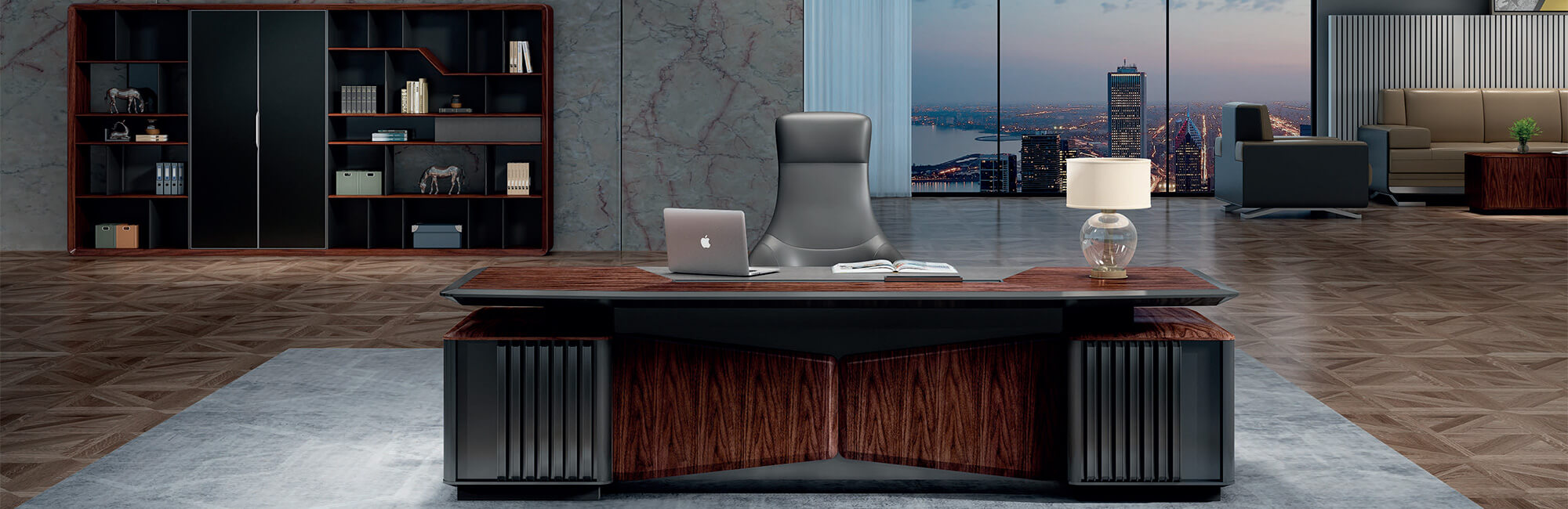 Como muebles modernos, el escritorio ejecutivo de gama alta de Sunac proporciona una gran área de superficie de trabajo para que los gerentes faciliten su trabajo.