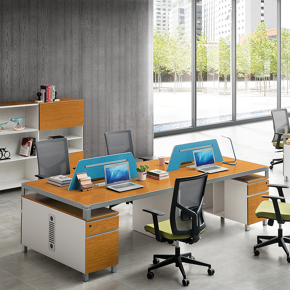Moderna estación de trabajo de oficina Bambu|Para 4 personas|Cuatro asientos