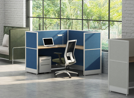 Cubículo de oficina para una persona en forma de L