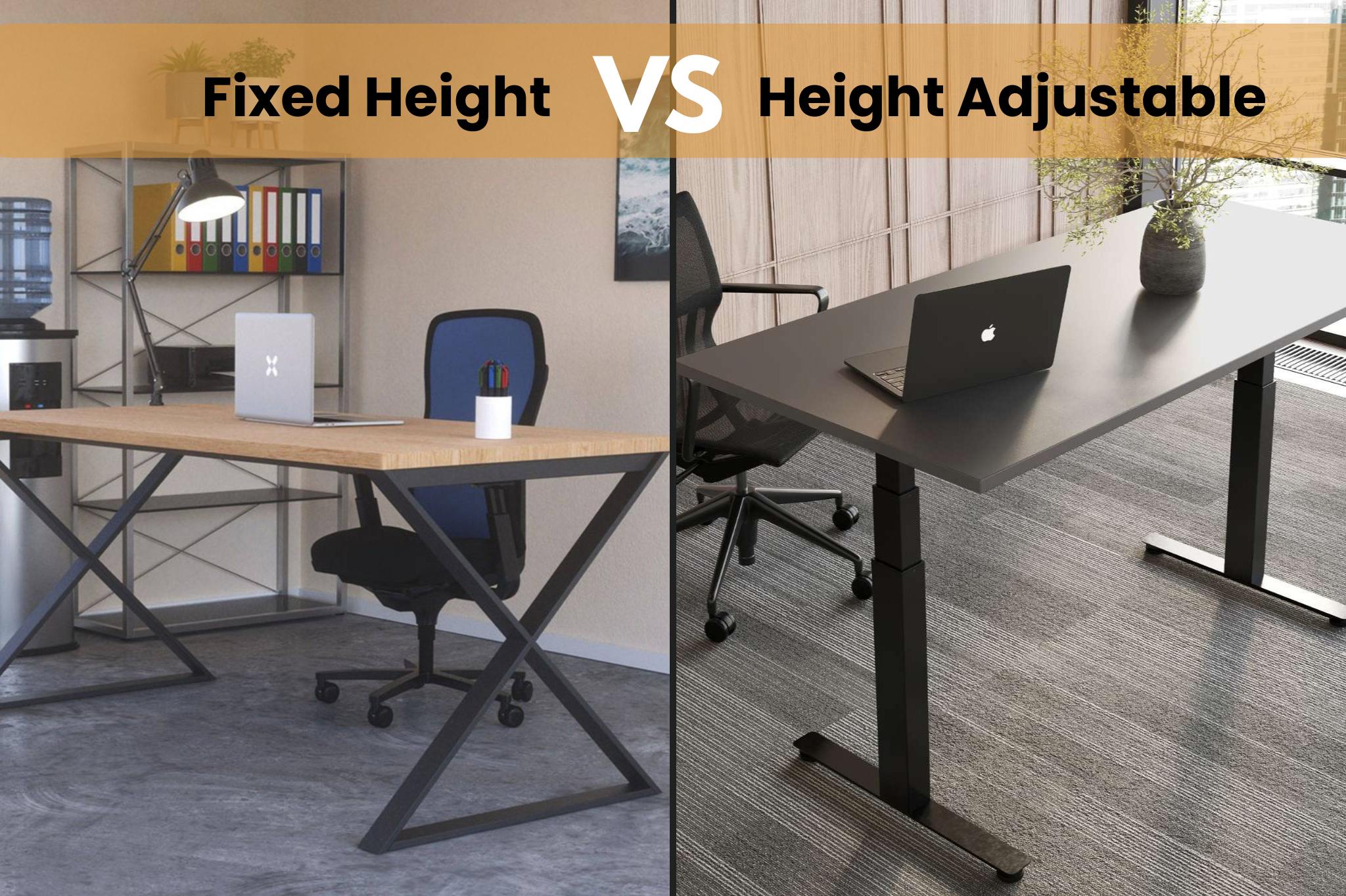 Fixed-Height vs. Adjustable-Height Desks Escritorios de altura fija versus escritorios de altura ajustable