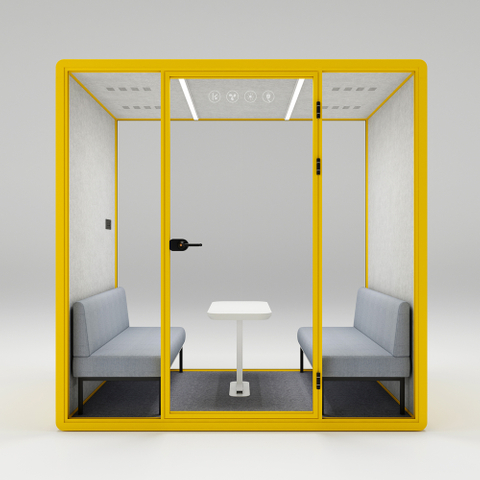 HongYe Office Pods en amarillo claro para reuniones de 5 personas