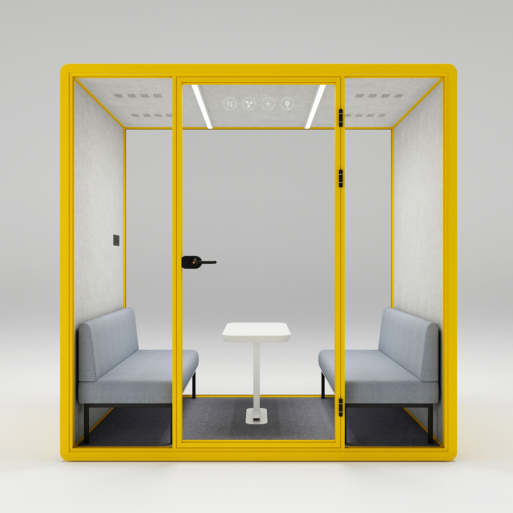 HongYe Office Pods en amarillo claro para reuniones de 5 personas