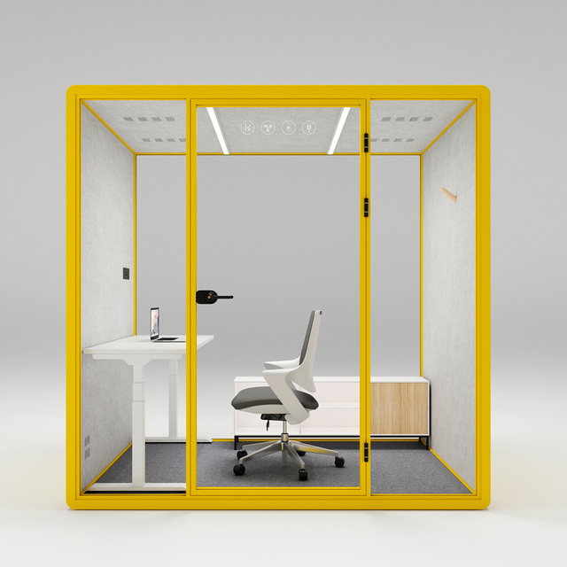HongYe Office Pods en amarillo claro para reuniones de 5 personas