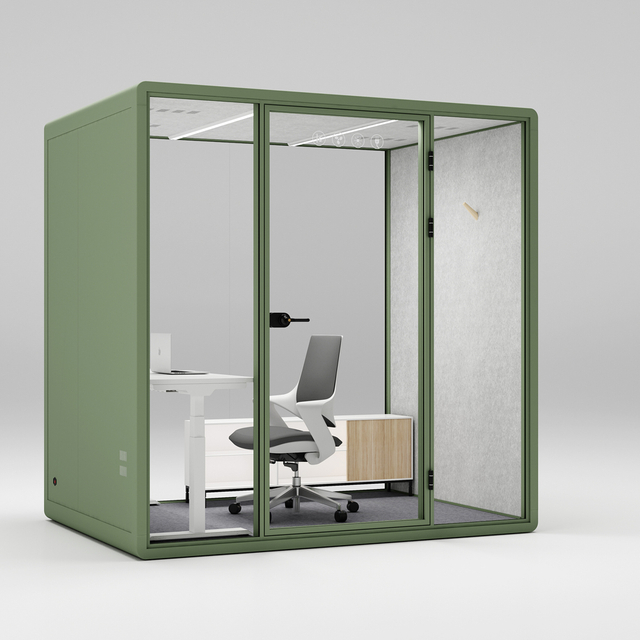 HongYe Office Pods en gris verde para reuniones de 5 personas