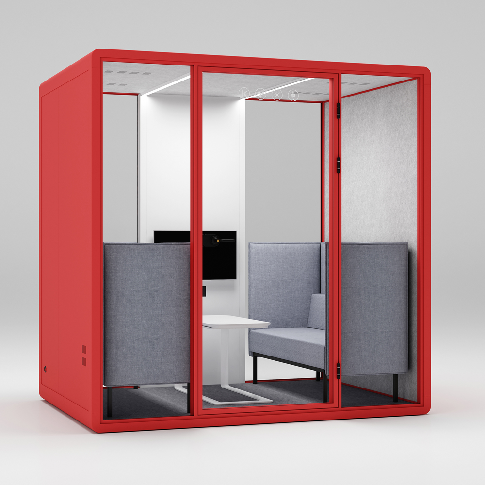 HongYe Office Pods en rojo para reuniones de 5 personas