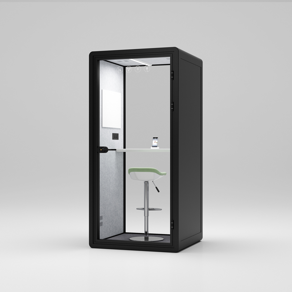 Cabina telefónica de oficina negra HongYe para espacio de privacidad para una sola persona