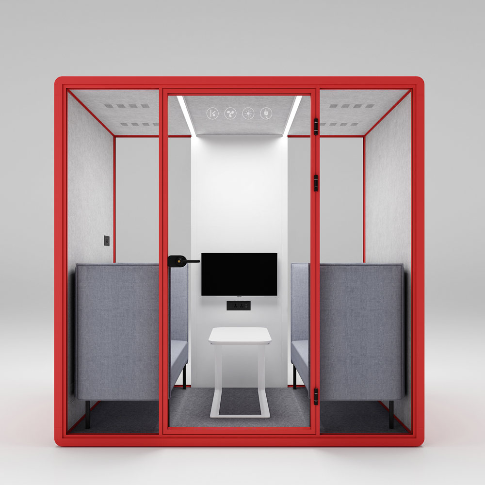 HongYe Office Pods en rojo para reuniones de 5 personas