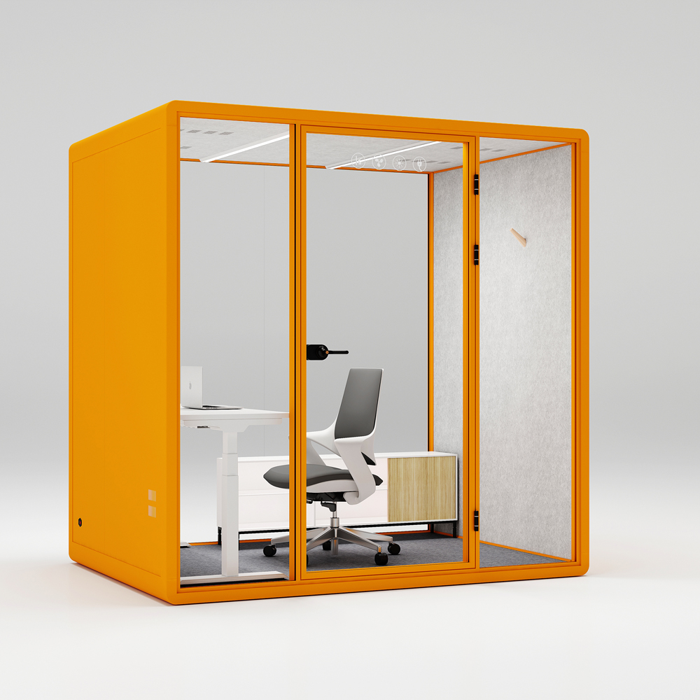 HongYe Office Pods en naranja para reuniones de 5 personas