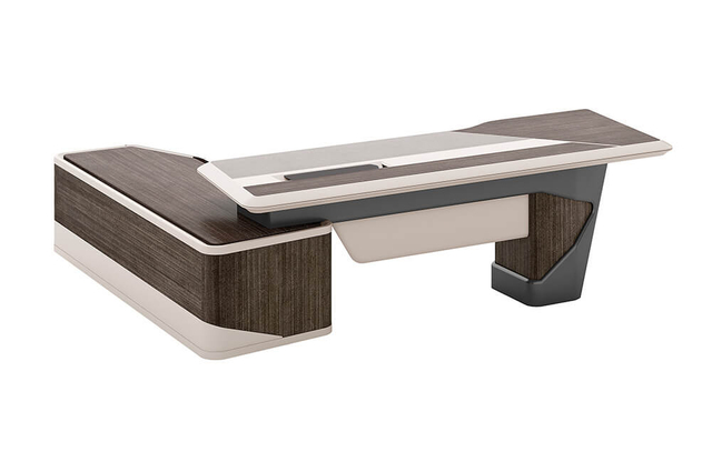 Escritorio y librería en forma de L de Office Executive