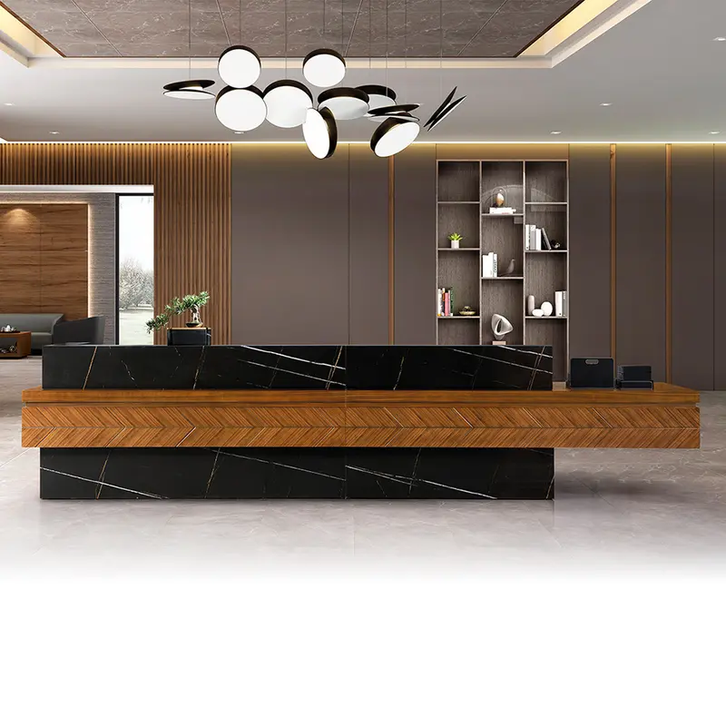 Escritorio de recepcionista frontal moderno con cajones