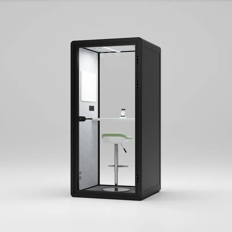 Cabina telef&oacute;nica de oficina negra HongYe para espacio de privacidad para una sola persona