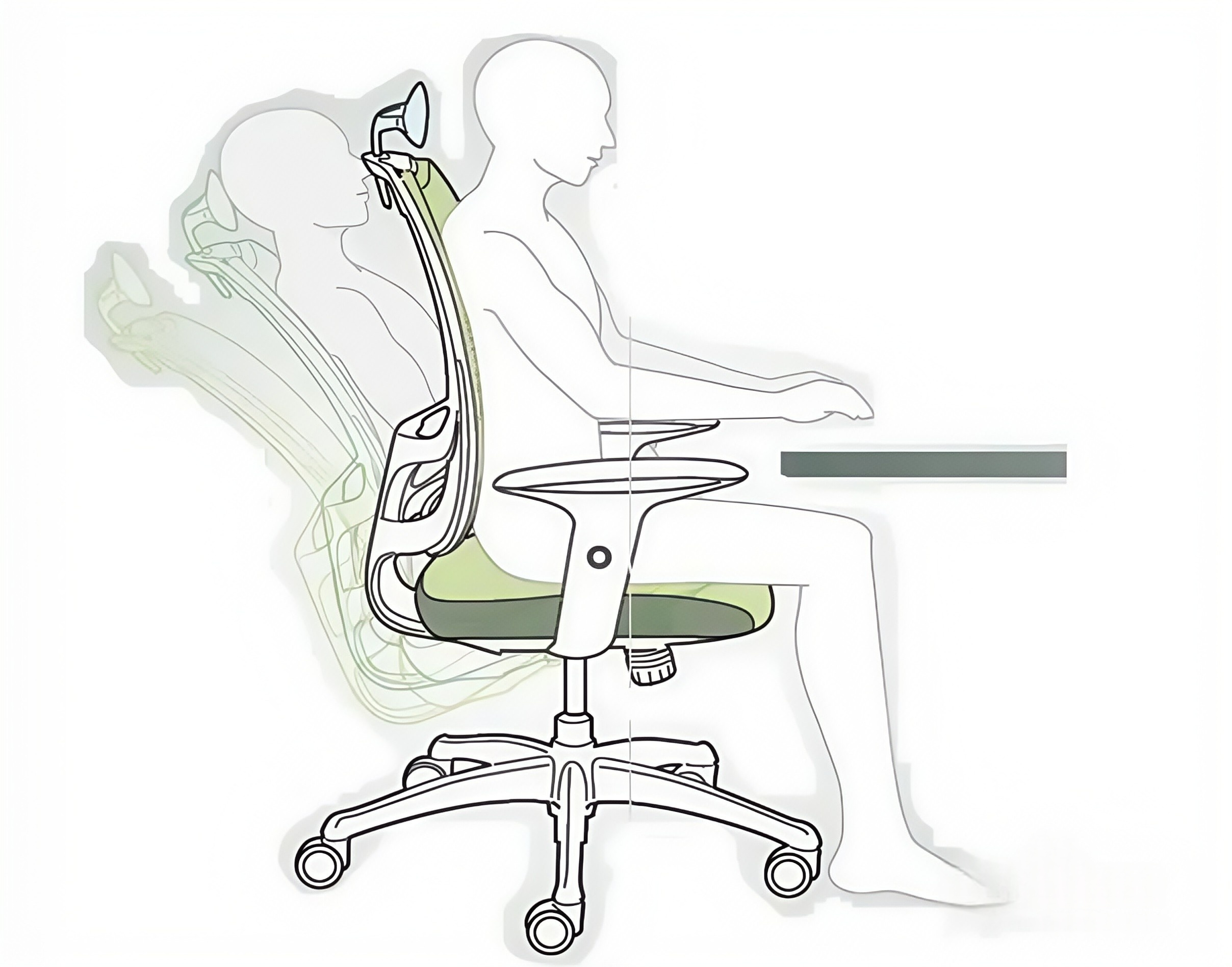 Dise&ntilde;o de silla de oficina ergon&oacute;mica.