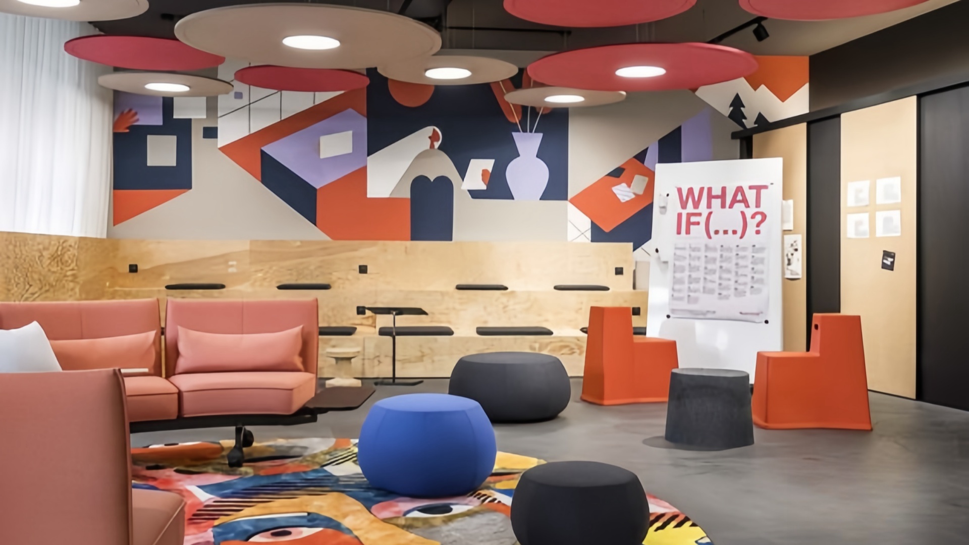 soluci&oacute;n de muebles de oficina coloridos