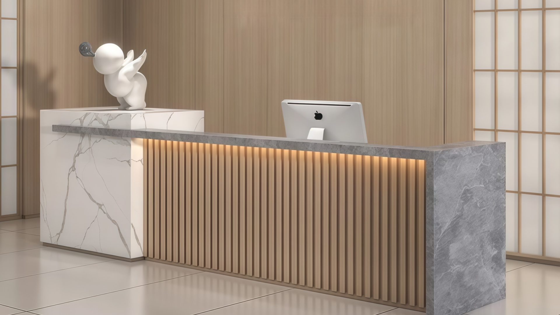 mostrador de recepci&oacute;n de la oficina