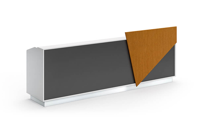 Escritorio de recepcionista frontal moderno con cajones