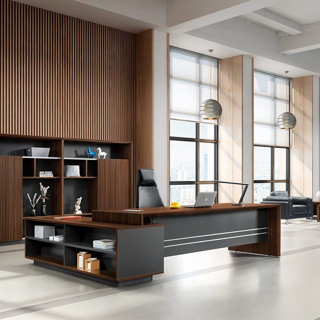 Escritorio ejecutivo de la serie JIANGNAN KATE |W2700*D2200*H760(mm)