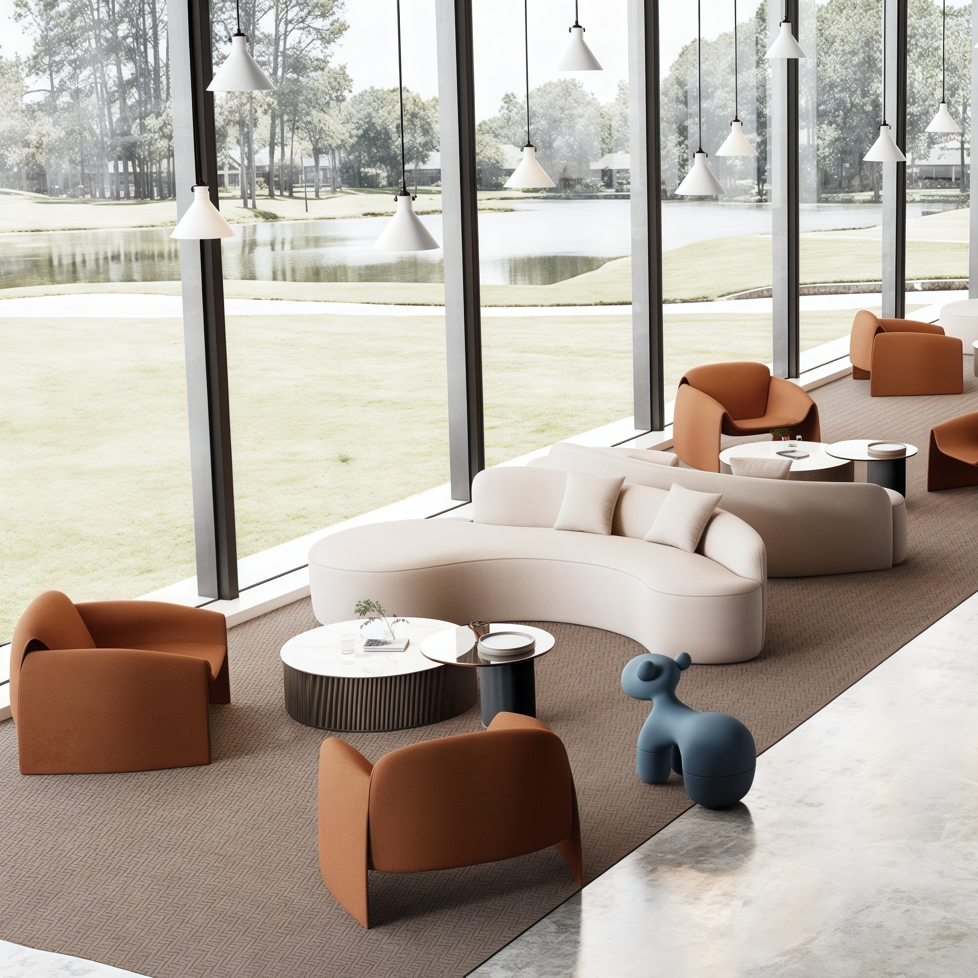 Sillón de recepción Asientos de cafetería modernos Tapicería suave