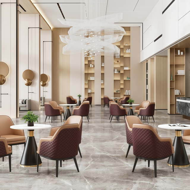 Sillón de recepción Asientos de cafetería modernos Tapicería suave