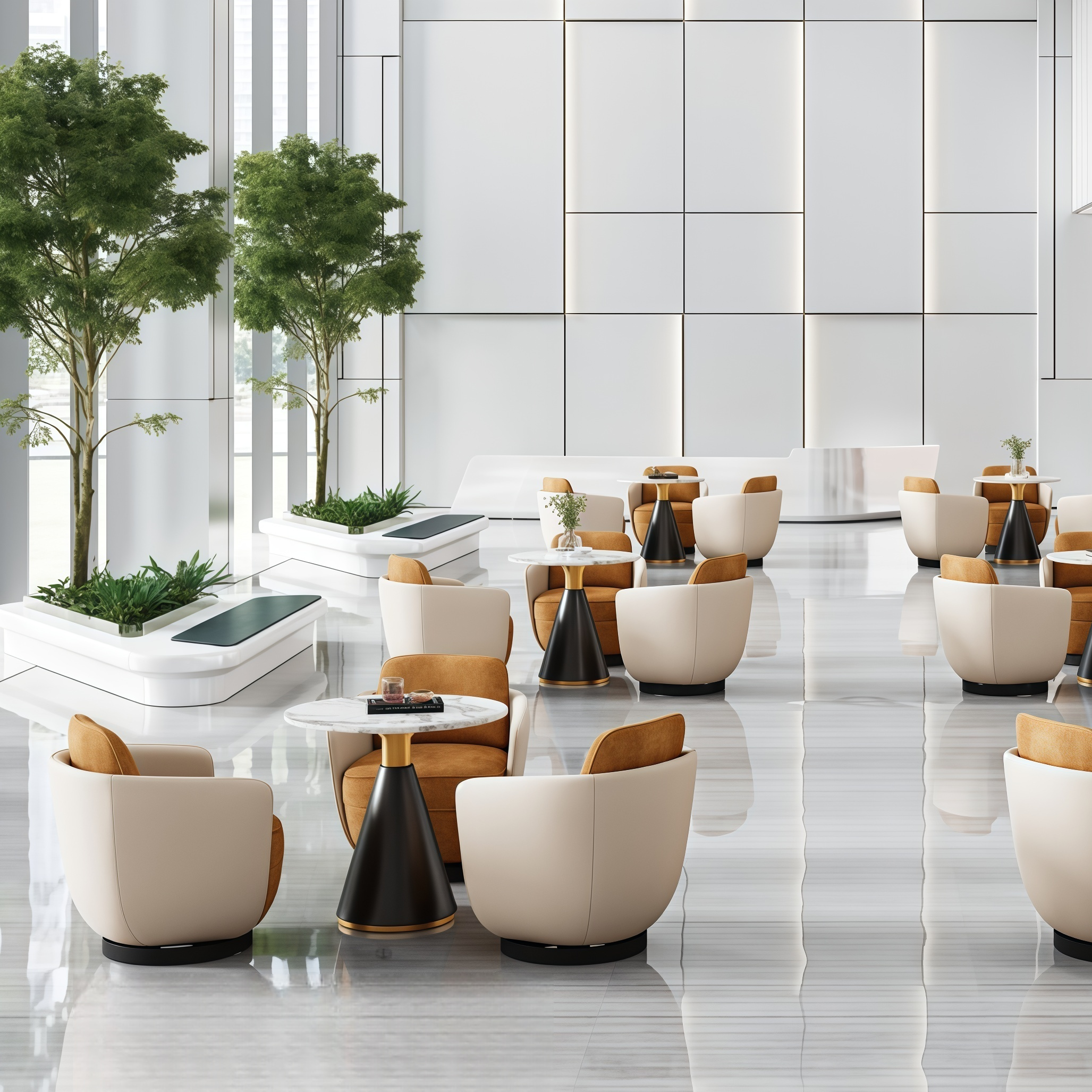 Sillón de recepción Asientos de cafetería modernos Tapicería suave