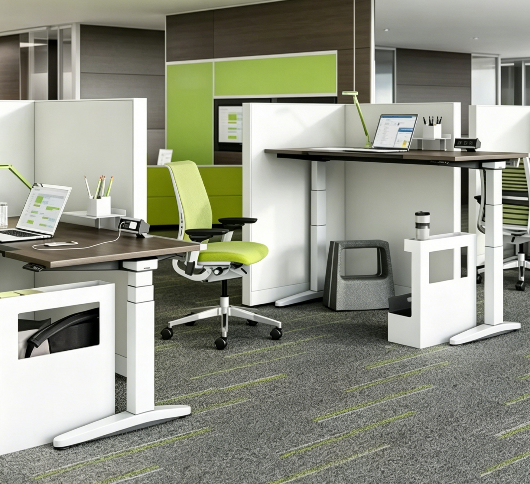 Escritorio de pie y asiento ajustable en altura