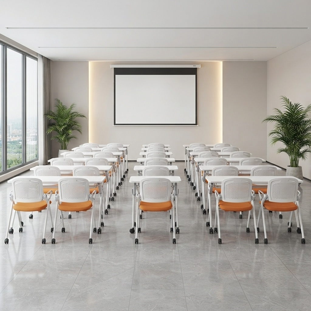 Silla de entrenamiento con tableta de escritura, diseño plegable y anidado